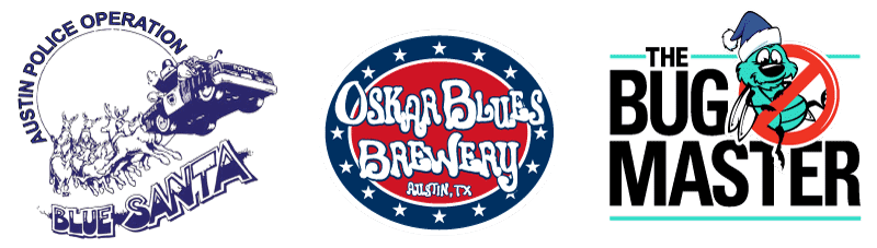 Image of the logos for Blue Santa, Oskar Blues Brewery, and The Bug Master.