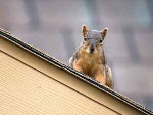 A squirrel getting into an attic