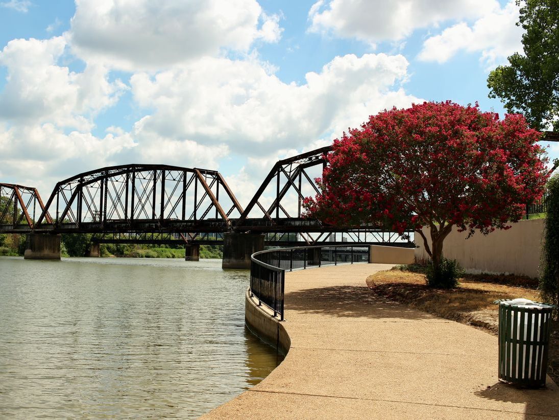 Bridge over the Brazos, Waco Texas An old iron railroad bridge over the Brazos river near downtown Waco